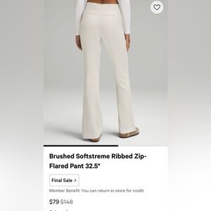 Lulu Lemon Brand new - tags attached. Brushed soft stream rib zip flare